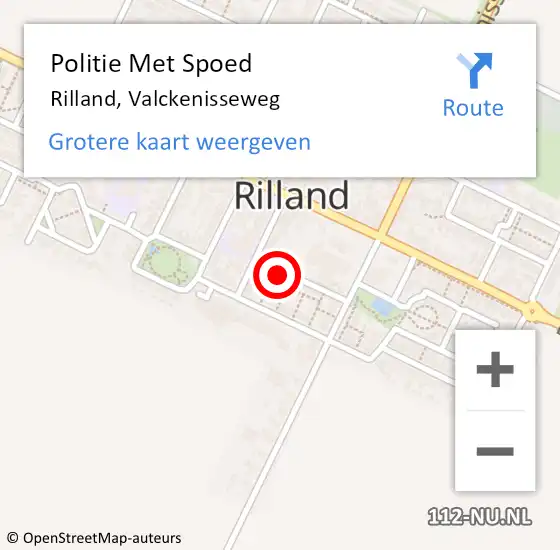 Locatie op kaart van de 112 melding: Politie Met Spoed Naar Rilland, Valckenisseweg op 15 juli 2022 16:21