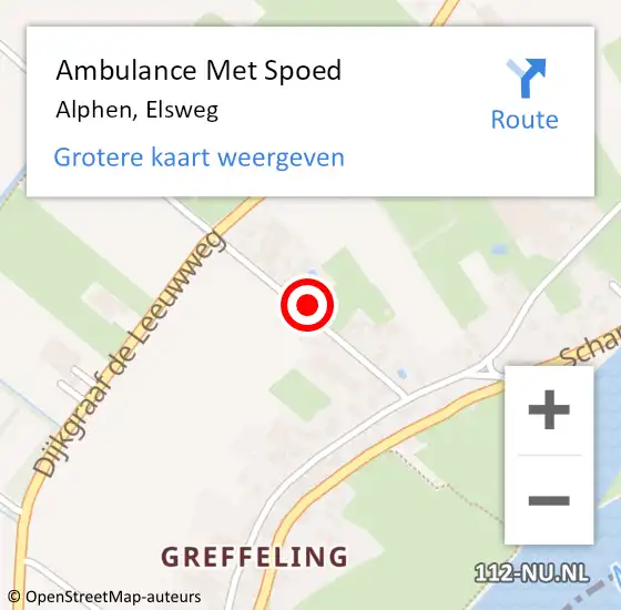 Locatie op kaart van de 112 melding: Ambulance Met Spoed Naar Alphen, Elsweg op 15 juli 2022 16:27
