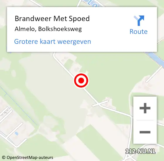 Locatie op kaart van de 112 melding: Brandweer Met Spoed Naar Almelo, Bolkshoeksweg op 15 juli 2022 16:29