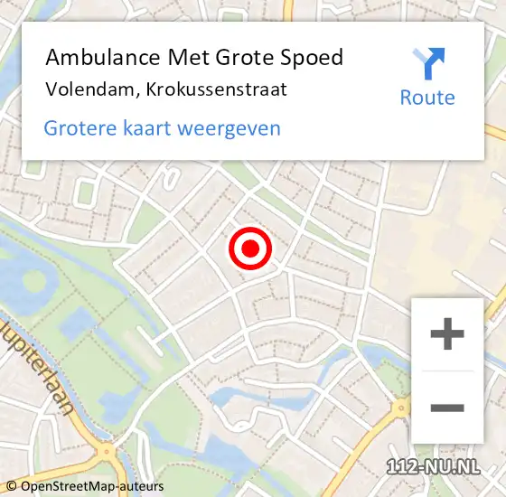 Locatie op kaart van de 112 melding: Ambulance Met Grote Spoed Naar Volendam, Krokussenstraat op 15 juli 2022 16:31