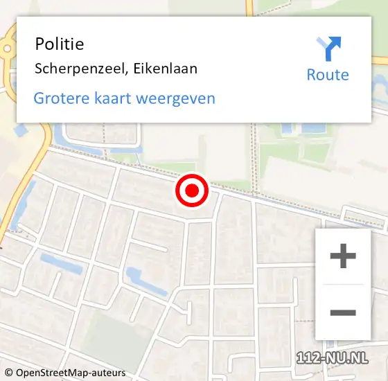 Locatie op kaart van de 112 melding: Politie Scherpenzeel, Eikenlaan op 15 juli 2022 17:08