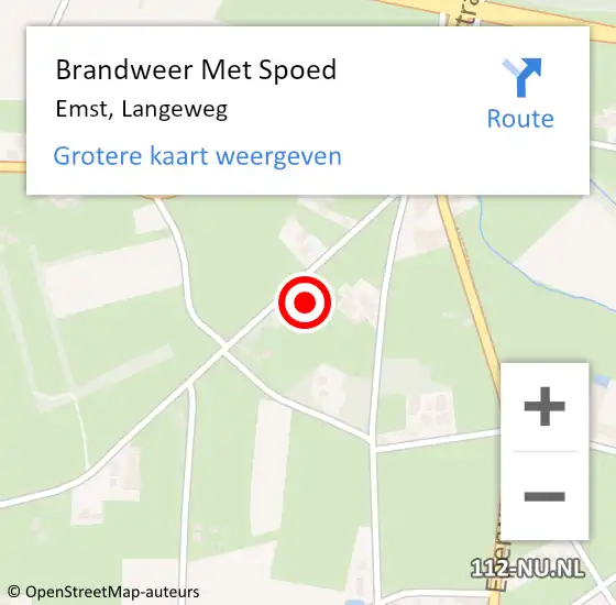 Locatie op kaart van de 112 melding: Brandweer Met Spoed Naar Emst, Langeweg op 15 juli 2022 17:13