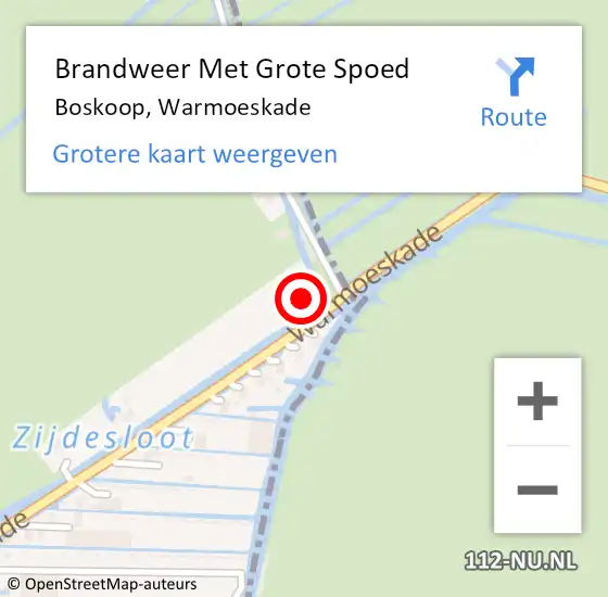 Locatie op kaart van de 112 melding: Brandweer Met Grote Spoed Naar Boskoop, Warmoeskade op 15 juli 2022 17:14