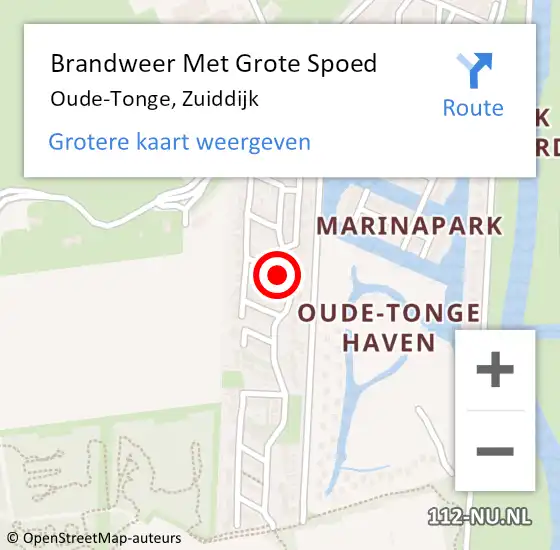 Locatie op kaart van de 112 melding: Brandweer Met Grote Spoed Naar Oude-Tonge, Zuiddijk op 15 juli 2022 17:17