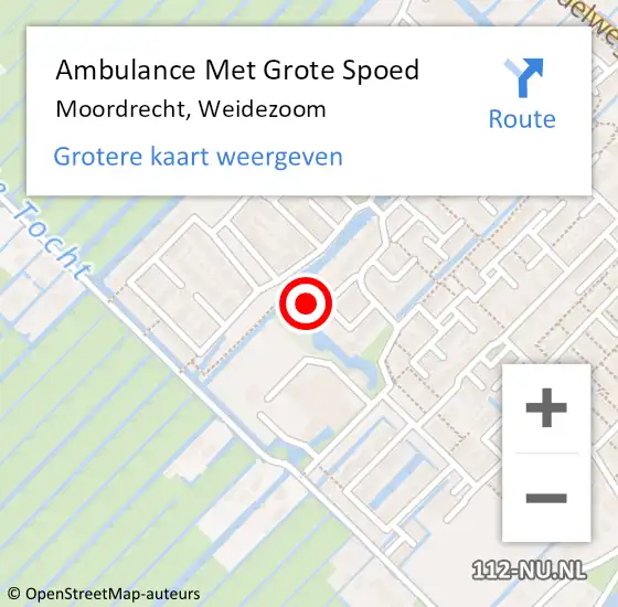 Locatie op kaart van de 112 melding: Ambulance Met Grote Spoed Naar Moordrecht, Weidezoom op 15 juli 2022 17:26