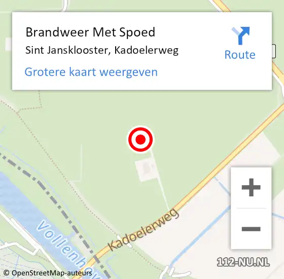 Locatie op kaart van de 112 melding: Brandweer Met Spoed Naar Sint Jansklooster, Kadoelerweg op 15 juli 2022 17:34