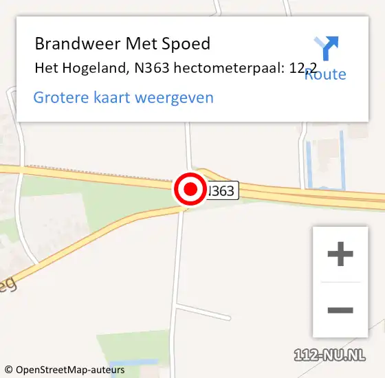 Locatie op kaart van de 112 melding: Brandweer Met Spoed Naar Het Hogeland, N363 hectometerpaal: 12,2 op 15 juli 2022 17:45