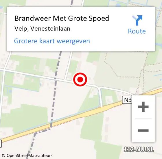 Locatie op kaart van de 112 melding: Brandweer Met Grote Spoed Naar Velp, Venesteinlaan op 15 juli 2022 17:57