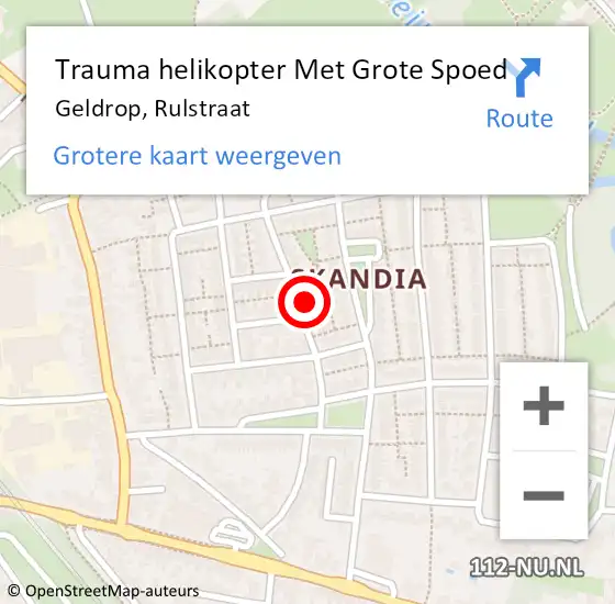 Locatie op kaart van de 112 melding: Trauma helikopter Met Grote Spoed Naar Geldrop, Rulstraat op 15 juli 2022 17:59