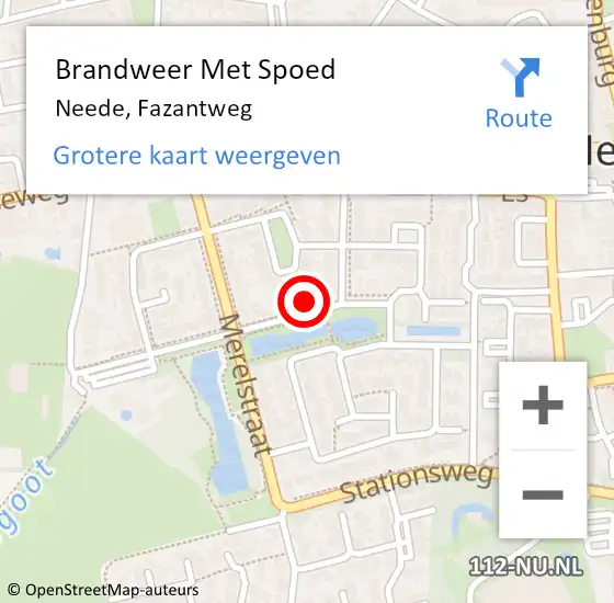 Locatie op kaart van de 112 melding: Brandweer Met Spoed Naar Neede, Fazantweg op 15 juli 2022 17:59