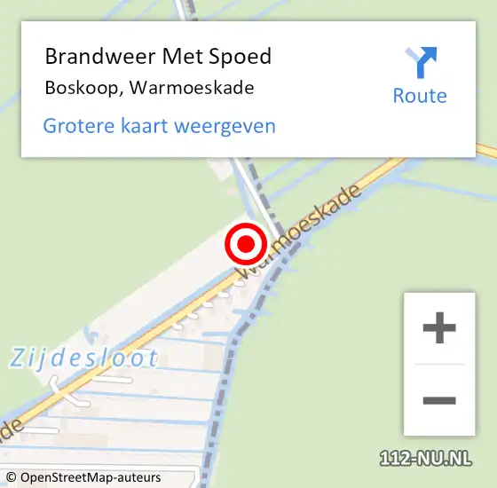 Locatie op kaart van de 112 melding: Brandweer Met Spoed Naar Boskoop, Warmoeskade op 15 juli 2022 18:17