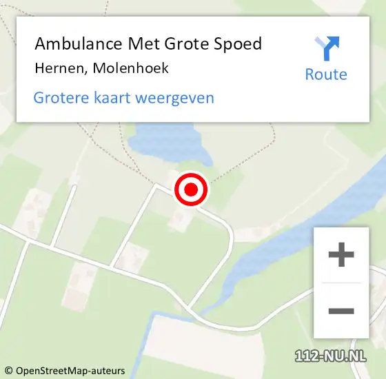 Locatie op kaart van de 112 melding: Ambulance Met Grote Spoed Naar Hernen, Molenhoek op 15 juli 2022 18:21