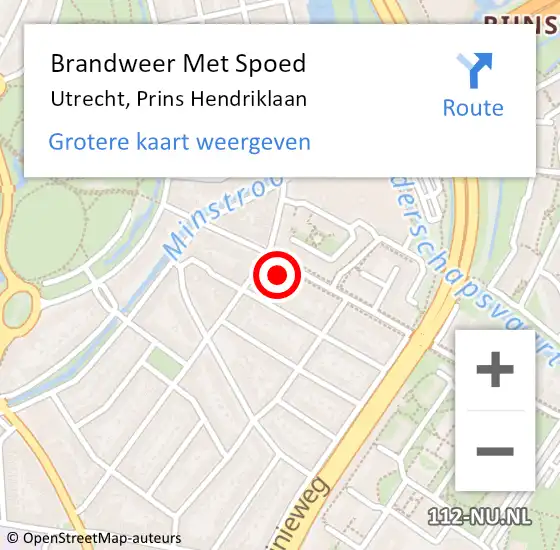 Locatie op kaart van de 112 melding: Brandweer Met Spoed Naar Utrecht, Prins Hendriklaan op 15 juli 2022 18:33