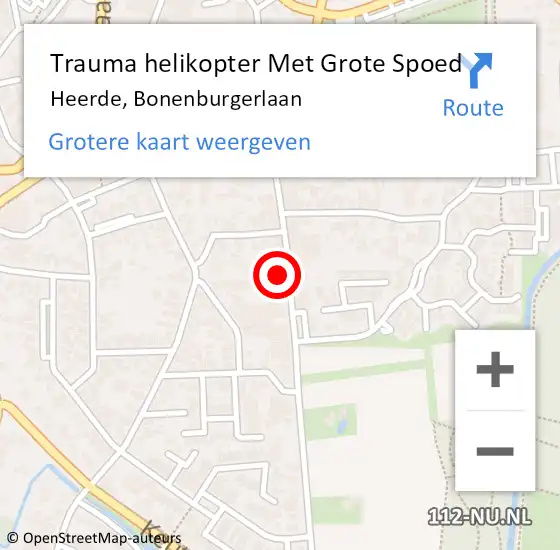 Locatie op kaart van de 112 melding: Trauma helikopter Met Grote Spoed Naar Heerde, Bonenburgerlaan op 15 juli 2022 18:35