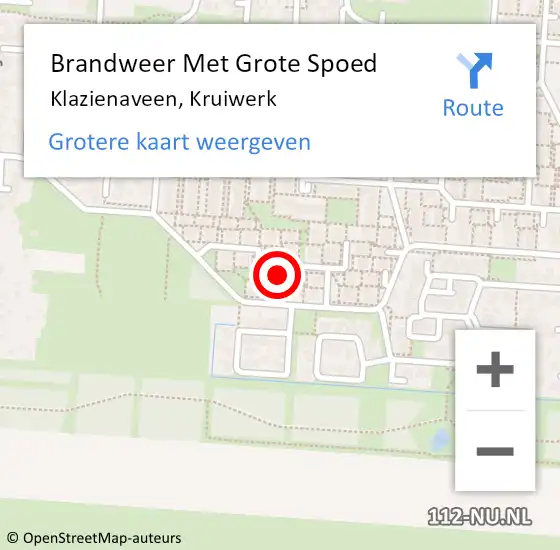 Locatie op kaart van de 112 melding: Brandweer Met Grote Spoed Naar Klazienaveen, Kruiwerk op 15 juli 2022 18:50