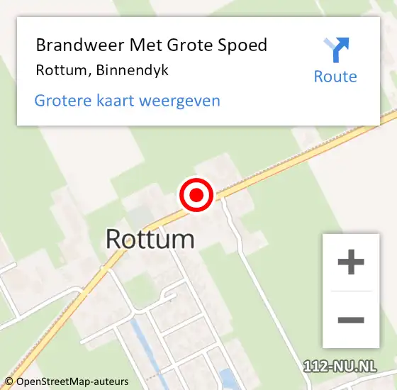 Locatie op kaart van de 112 melding: Brandweer Met Grote Spoed Naar Rottum, Binnendyk op 15 juli 2022 19:25