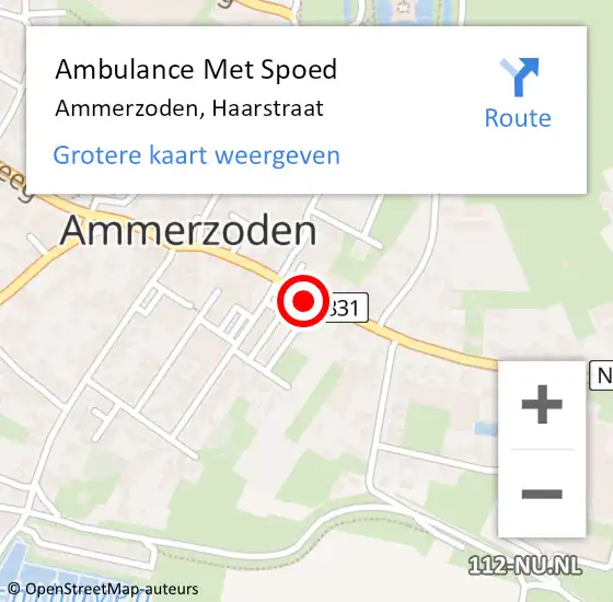 Locatie op kaart van de 112 melding: Ambulance Met Spoed Naar Ammerzoden, Haarstraat op 15 juli 2022 19:29