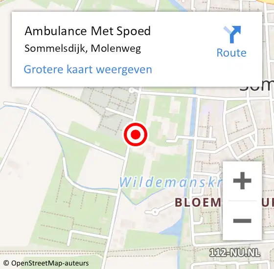 Locatie op kaart van de 112 melding: Ambulance Met Spoed Naar Sommelsdijk, Molenweg op 15 juli 2022 19:41