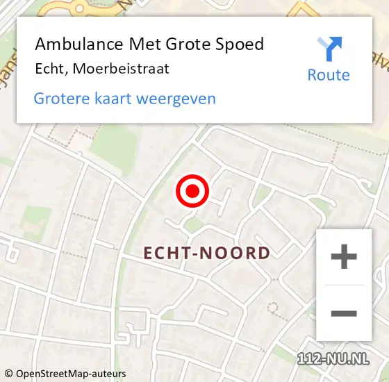 Locatie op kaart van de 112 melding: Ambulance Met Grote Spoed Naar Echt, Moerbeistraat op 15 juli 2022 19:43