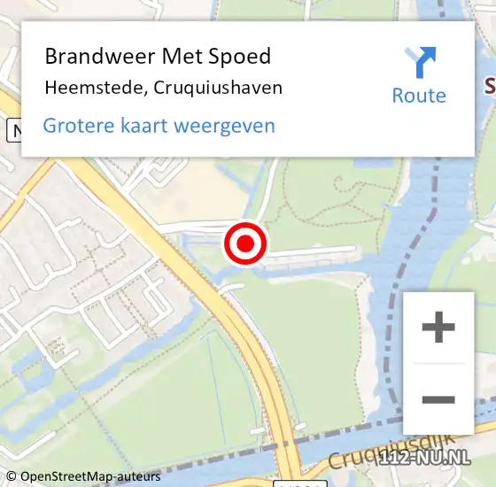 Locatie op kaart van de 112 melding: Brandweer Met Spoed Naar Heemstede, Cruquiushaven op 15 juli 2022 19:48