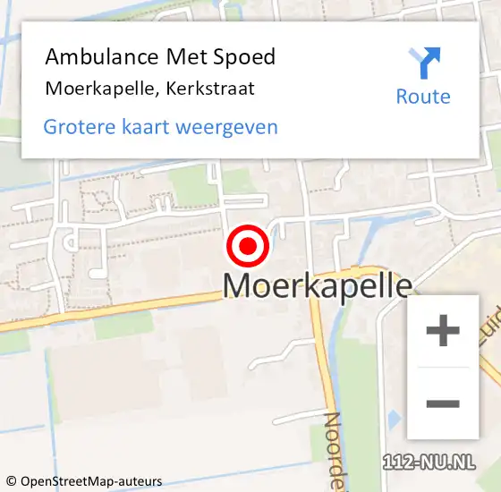 Locatie op kaart van de 112 melding: Ambulance Met Spoed Naar Moerkapelle, Kerkstraat op 15 juli 2022 20:02