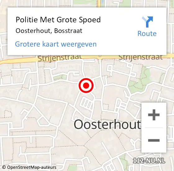 Locatie op kaart van de 112 melding: Politie Met Grote Spoed Naar Oosterhout, Bosstraat op 15 juli 2022 20:04