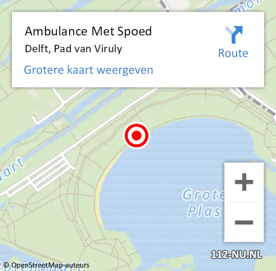 Locatie op kaart van de 112 melding: Ambulance Met Spoed Naar Delft, Pad van Viruly op 15 juli 2022 20:04