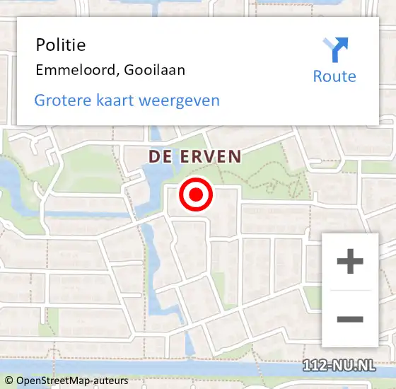 Locatie op kaart van de 112 melding: Politie Emmeloord, Gooilaan op 15 juli 2022 20:05