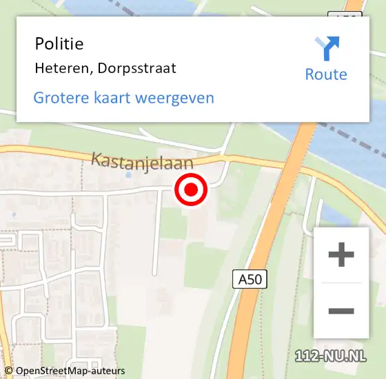 Locatie op kaart van de 112 melding: Politie Heteren, Dorpsstraat op 15 juli 2022 20:08