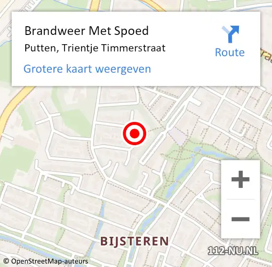 Locatie op kaart van de 112 melding: Brandweer Met Spoed Naar Putten, Trientje Timmerstraat op 15 juli 2022 20:28