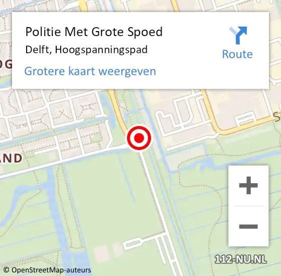 Locatie op kaart van de 112 melding: Politie Met Grote Spoed Naar Delft, Hoogspanningspad op 15 juli 2022 20:30