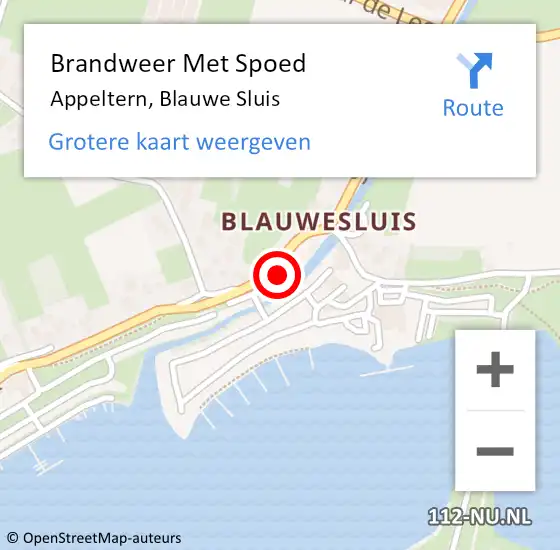 Locatie op kaart van de 112 melding: Brandweer Met Spoed Naar Appeltern, Blauwe Sluis op 15 juli 2022 20:33