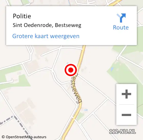 Locatie op kaart van de 112 melding: Politie Sint Oedenrode, Bestseweg op 15 juli 2022 20:34