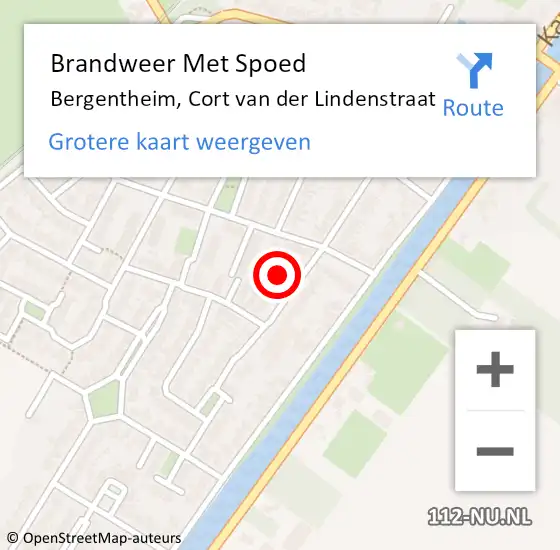 Locatie op kaart van de 112 melding: Brandweer Met Spoed Naar Bergentheim, Cort van der Lindenstraat op 15 juli 2022 20:48