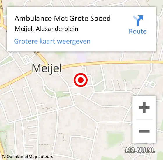 Locatie op kaart van de 112 melding: Ambulance Met Grote Spoed Naar Meijel, Alexanderplein op 15 juli 2022 21:01