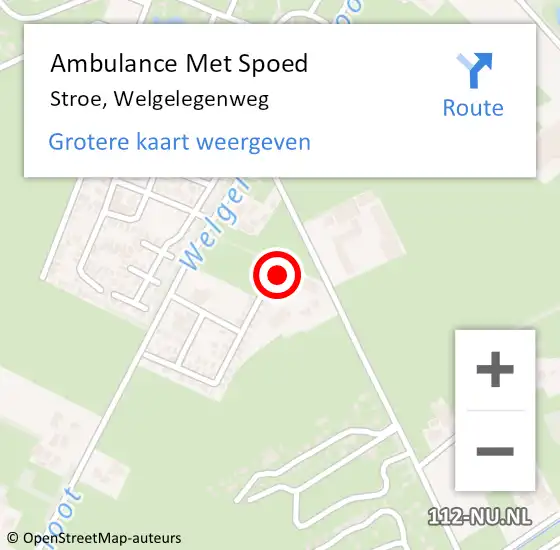 Locatie op kaart van de 112 melding: Ambulance Met Spoed Naar Stroe, Welgelegenweg op 15 juli 2022 21:08