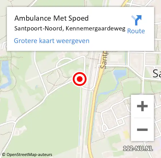 Locatie op kaart van de 112 melding: Ambulance Met Spoed Naar Santpoort-Noord, Kennemergaardeweg op 15 juli 2022 21:09