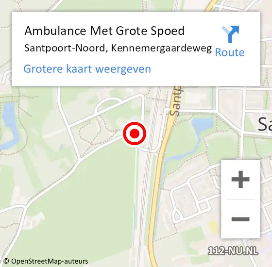 Locatie op kaart van de 112 melding: Ambulance Met Grote Spoed Naar Santpoort-Noord, Kennemergaardeweg op 15 juli 2022 21:10