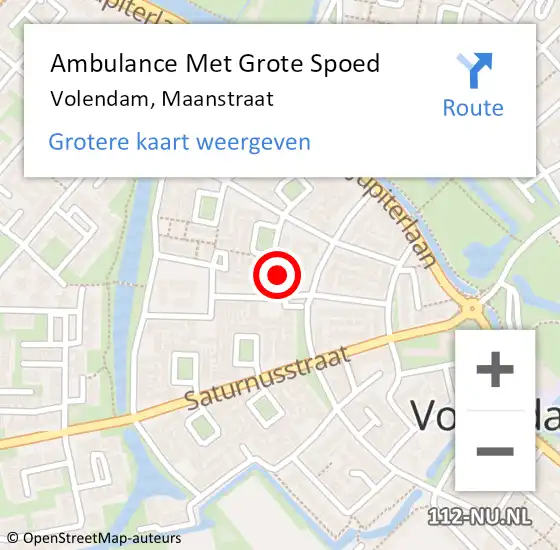 Locatie op kaart van de 112 melding: Ambulance Met Grote Spoed Naar Volendam, Maanstraat op 15 juli 2022 21:12