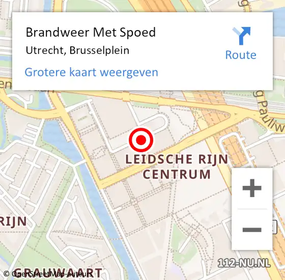 Locatie op kaart van de 112 melding: Brandweer Met Spoed Naar Utrecht, Brusselplein op 15 juli 2022 21:23