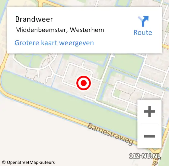 Locatie op kaart van de 112 melding: Brandweer Middenbeemster, Westerhem op 15 juli 2022 21:43