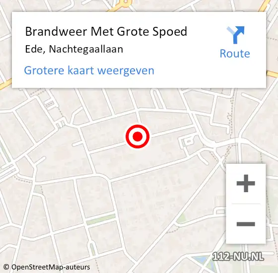 Locatie op kaart van de 112 melding: Brandweer Met Grote Spoed Naar Ede, Nachtegaallaan op 15 juli 2022 21:45