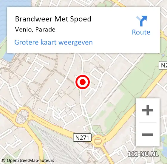 Locatie op kaart van de 112 melding: Brandweer Met Spoed Naar Venlo, Parade op 15 juli 2022 21:47