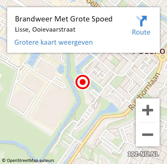 Locatie op kaart van de 112 melding: Brandweer Met Grote Spoed Naar Lisse, Ooievaarstraat op 15 juli 2022 21:59