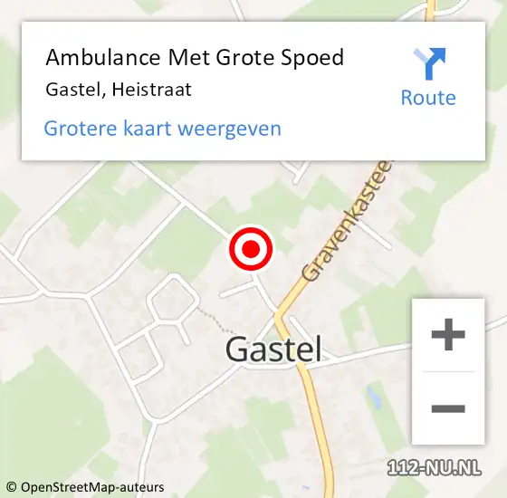 Locatie op kaart van de 112 melding: Ambulance Met Grote Spoed Naar Gastel, Heistraat op 15 juli 2022 22:08