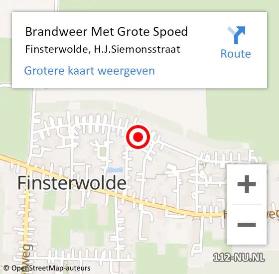 Locatie op kaart van de 112 melding: Brandweer Met Grote Spoed Naar Finsterwolde, H.J.Siemonsstraat op 15 juli 2022 22:25