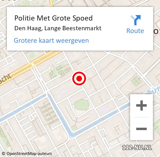 Locatie op kaart van de 112 melding: Politie Met Grote Spoed Naar Den Haag, Lange Beestenmarkt op 15 juli 2022 22:48