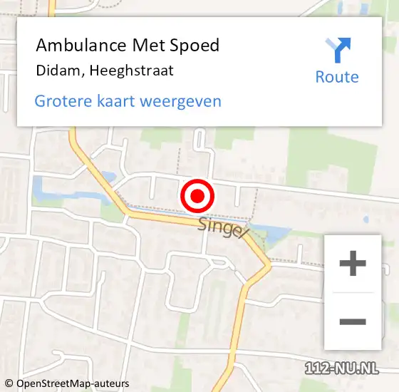 Locatie op kaart van de 112 melding: Ambulance Met Spoed Naar Didam, Heeghstraat op 15 juli 2022 23:28