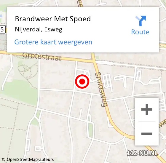 Locatie op kaart van de 112 melding: Brandweer Met Spoed Naar Nijverdal, Esweg op 15 juli 2022 23:43