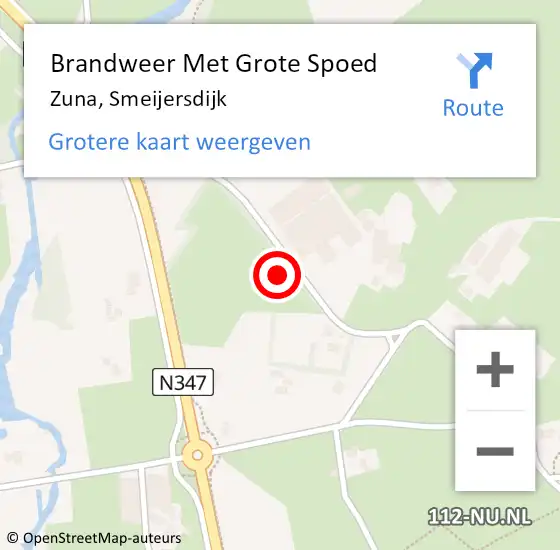 Locatie op kaart van de 112 melding: Brandweer Met Grote Spoed Naar Zuna, Smeijersdijk op 16 juli 2022 00:10